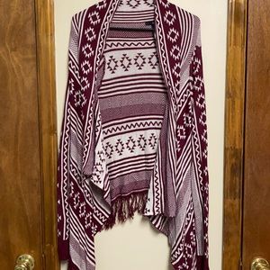 Maroon and Cream Cardigan